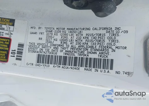 2010 Toyota Tacoma from USA, damaged, VIN 5TENX4CN7AZ700616